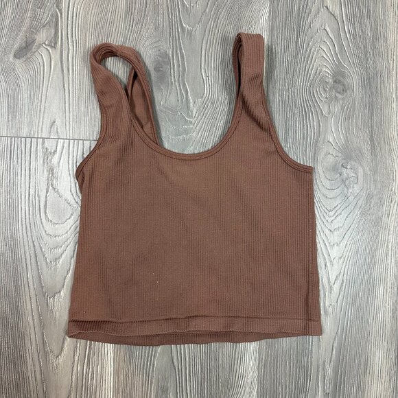 Suzette Collection Brown Ribbed V Neck Tank Top Women’s M/L - Picture 3 of 5